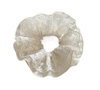 Elastici Per Capelli Retrò 1 pezzo di scrunchies in pizzo ricamati temperamento donne eleganti doppio strato capelli oversize(Beige)