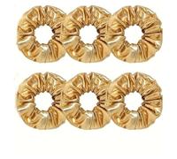 Elastici Per Capelli Retrò 6 pezzi/set di elastici for capelli in tessuto con stampa a caldo laser, eleganti e semplici, in oro argento. Accessorio for(Gold)