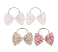 Elastici per Chioma Fiocco in Pizzo Set da 4, 4 Pezzi, per Bambine | Design Elastico Confortevole, Non Lascia Segni, Uso Quotidiano e Concorsi di Bellezza per Bambine