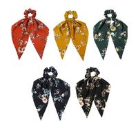 Elastici per coda di cavallo, elastici per coda di cavallo, 5 pezzi, alla moda, floreale, decorativo, casual, a coda lunga