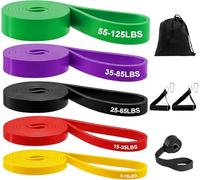 Elastici per sollevamento pesi, 5 diverse resistenze elastiche sportive, bande di resistenza con ancoraggio per porta, maniglia, borsa per il trasporto, per yoga, pilates, sollevamento pesi, trazioni