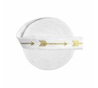Elastici pieghevoli con stampa a pois dorati, 5 iarde, 5/8" 15 mm, fasce in spandex, per capelli, fascia per tutù, cucito, abito - Freccia dorata B - Bianco - 15 mm - 5 iarde
