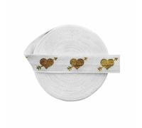 Elastici pieghevoli con stampa a pois dorati da 5 iarde, 5/8" 15 mm, fasce in spandex per capelli, fascia per tutù, cucito, vestito - Freccia C - Bianco - 15 mm - 10 iarde