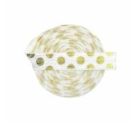 Elastici pieghevoli con stampa a pois dorati da 5 iarde, 5/8" 15 mm, fasce per capelli in spandex, fasce per tutù, per cucire vestiti, colore: bianco, 15 mm, 10 iarde