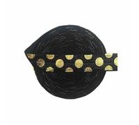 Elastici pieghevoli con stampa a pois dorati da 5 iarde, 5/8" 15 mm, fasce per capelli in spandex, fasce per tutù, per cucire vestiti - Pois B - Nero - 15 mm - 100 iarde