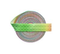Elastici pieghevoli in raso di spandex, stampa arcobaleno pastello, 2,5,10 iarde, 5/8" 15 mm, per capelli, passamaneria da cucito - B-05-15 mm - 50 iarde