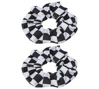 Elastici Scrunchies Donna a Scacchi 2 Pezzi in Chiffon Nero Bianco | Vita Quotidiana e Feste, Adatti a Tutti i Tipi di Chioma, Comodi e Facili da Usare