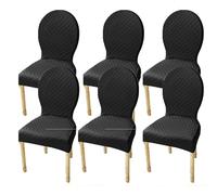 Elasticizzati Coprisedia con Schienale Rotondo Copri Sedia Cucina 4/6 Pezzi Non Universale Piccolo/Grande Fodere Coprisedia per Sala da Pranzo in Legno Schienale Ovale,(Black,6pcs L)