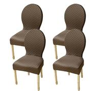 Elasticizzati Coprisedia con Schienale Rotondo Copri Sedia Cucina 4/6 Pezzi Non Universale Piccolo/Grande Fodere Coprisedia per Sala da Pranzo in Legno Schienale Ovale,(Brown,4pcs L)