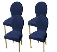 Elasticizzati Coprisedia con Schienale Rotondo Copri Sedia Cucina 4/6 Pezzi Non Universale Piccolo/Grande Fodere Coprisedia per Sala da Pranzo in Legno Schienale Ovale,(Navy Blue,4pcs L)