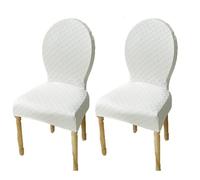 Elasticizzati Coprisedia con Schienale Rotondo Copri Sedia Cucina 4/6 Pezzi Non Universale Piccolo/Grande Fodere Coprisedia per Sala da Pranzo in Legno Schienale Ovale,(White,2pcs L)