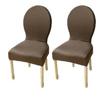 Elasticizzati Coprisedia con Schienale Rotondo Copri Sedia Cucina 4/6 Pezzi Non Universale Piccolo/Grande Fodere Coprisedia per Sala da Pranzo in Legno Schienale Ovale,(Brown,2pcs L)