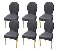 Elasticizzati Coprisedia con Schienale Rotondo Copri Sedia Cucina 4/6 Pezzi Non Universale Piccolo/Grande Fodere Coprisedia per Sala da Pranzo in Legno Schienale Ovale,(Dark Gray,6pcs L)