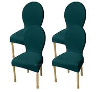 Elasticizzati Coprisedia con Schienale Rotondo Copri Sedia Cucina 4/6 Pezzi Non Universale Piccolo/Grande Fodere Coprisedia per Sala da Pranzo in Legno Schienale Ovale,(Dark Green,4pcs L)