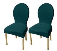Elasticizzati Coprisedia con Schienale Rotondo Copri Sedia Cucina 4/6 Pezzi Non Universale Piccolo/Grande Fodere Coprisedia per Sala da Pranzo in Legno Schienale Ovale,(Dark Green,2pcs L)