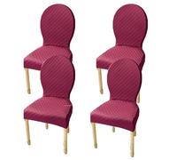 Elasticizzati Coprisedia con Schienale Rotondo Copri Sedia Cucina 4/6 Pezzi Non Universale Piccolo/Grande Fodere Coprisedia per Sala da Pranzo in Legno Schienale Ovale,(Rose Red,4pcs L)