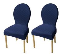Elasticizzati Coprisedia con Schienale Rotondo Copri Sedia Cucina 4/6 Pezzi Non Universale Piccolo/Grande Fodere Coprisedia per Sala da Pranzo in Legno Schienale Ovale,(Navy Blue,2pcs L)