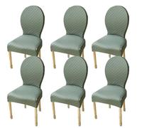 Elasticizzati Coprisedia con Schienale Rotondo Copri Sedia Cucina 4/6 Pezzi Non Universale Piccolo/Grande Fodere Coprisedia per Sala da Pranzo in Legno Schienale Ovale,(Pea Green,6pcs L)