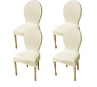 Elasticizzati Coprisedia con Schienale Rotondo Copri Sedia Cucina 4/6 Pezzi Non Universale Piccolo/Grande Fodere Coprisedia per Sala da Pranzo in Legno Schienale Ovale,(Beige,4pcs L)