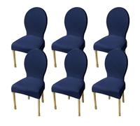 Elasticizzati Coprisedia con Schienale Rotondo Copri Sedia Cucina 4/6 Pezzi Non Universale Piccolo/Grande Fodere Coprisedia per Sala da Pranzo in Legno Schienale Ovale,(Navy Blue,6pcs L)