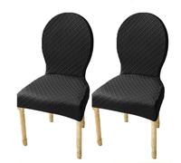 Elasticizzati Coprisedia con Schienale Rotondo Copri Sedia Cucina 4/6 Pezzi Non Universale Piccolo/Grande Fodere Coprisedia per Sala da Pranzo in Legno Schienale Ovale,(Black,2pcs L)