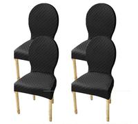 Elasticizzati Coprisedia con Schienale Rotondo Copri Sedia Cucina 4/6 Pezzi Non Universale Piccolo/Grande Fodere Coprisedia per Sala da Pranzo in Legno Schienale Ovale,(Black,4pcs L)