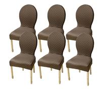 Elasticizzati Coprisedia con Schienale Rotondo Copri Sedia Cucina 4/6 Pezzi Non Universale Piccolo/Grande Fodere Coprisedia per Sala da Pranzo in Legno Schienale Ovale,(Brown,6pcs L)