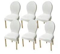Elasticizzati Coprisedia con Schienale Rotondo Copri Sedia Cucina 4/6 Pezzi Non Universale Piccolo/Grande Fodere Coprisedia per Sala da Pranzo in Legno Schienale Ovale,(White,6pcs L)