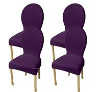 Elasticizzati Coprisedia con Schienale Rotondo Copri Sedia Cucina 4/6 Pezzi Non Universale Piccolo/Grande Fodere Coprisedia per Sala da Pranzo in Legno Schienale Ovale,(Deep Purple,4pcs L)