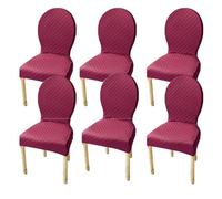 Elasticizzati Coprisedia con Schienale Rotondo Copri Sedia Cucina 4/6 Pezzi Non Universale Piccolo/Grande Fodere Coprisedia per Sala da Pranzo in Legno Schienale Ovale,(Rose Red,6pcs L)