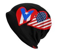 Elasticizzato Beanie Elastico Hearts Puerto Rico And USA American Flag Skull Beanie Caldi Slouch Beanie Hat per Arrampicata, Motociclismo, attività All'Aperto