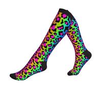 Elasticizzato Calze Leopardo Arcobaleno Luminoso Antiscivolo Calzini Antivesciche Calze Da Lavoro Per Uomo Donna Trekking 8.5X40Cm