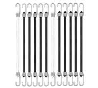 Elastico con gancio, 25 cm, 12 pezzi di espansore con gancio, tenditore in gomma, multiuso, colore nero, bianco, corda in gomma per campeggio, uso esterno, per uso domestico, bagagli, teloni