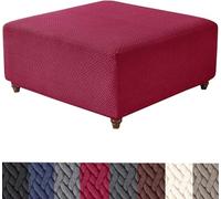 Elastico Copri Pouf Elastico Rotondo/Quadrato 45x45/40X40cm Fodera Poggiapiedi Jacquard /Velluto Copripoggiapiedi Antiscivolo Cover Sgabello Lavabile Estraibile Copertura Protettiva Per Ottomana ( Col