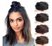 Elastico in gomma per chignon, morbido e arruffato, extension per chignon, coda di cavallo, colore marrone chiaro