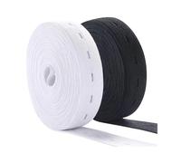Elastico largo per cucire, 5 metri di fettuccia elastica in nylon bianco/nero da 15/20/25 mm con asola, accessori for cucito fai te, nero, 25(Black,20mm)