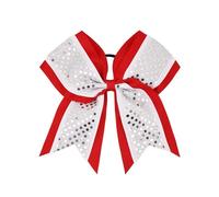 Elastico per capelli a fascia, 5 fiocchi for capelli Cheer Multicolor da 8 pollici(Silver)
