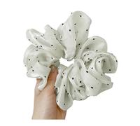 Elastico per capelli alla moda oversize a pois per donna francese Grace estate chiffon coda di cavallo elastico fascia per capelli copricapo (bianco)