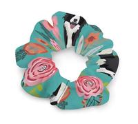 Elastico per capelli da donna con motivo floreale Border Collie, nessun danno, morbido elastico per capelli con motivi stampati alla moda, fasce per capelli in raso per coda di cavallo, chignon