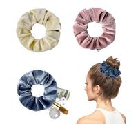 Elastico per capelli da donna, nascondiglio con chiusura lampo, gadget da viaggio per donne, può contenere oggetti di valore, vacanze sicure (beige, rosa, blu palazzo)