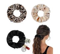 Elastico per capelli da donna, nascondiglio con chiusura lampo, gadget da viaggio per donne, può contenere oggetti di valore, per vacanze sicure (nero, beige, leopardo)