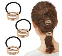Elastico per Capelli in Metallo, 3 Pezzi Elastico per Capelli Metallo Oro, Corde Elastiche Geometriche per Capelli, Accessori per Capelli in Metallo Oro