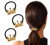 Elastico per Capelli in Metallo, 3 Pezzi Elastico per Capelli Metallo Oro, Corde Elastiche Geometriche per Capelli, Elastici per Capelli Donna con Placca Dorata, Corda per Capelli
