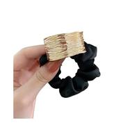 Elastico per capelli in metallo satinato, con anello per intestino grande, da donna, accessorio per capelli (nero)