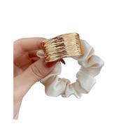 Elastico per capelli in metallo satinato, con anello per intestino grande, da donna, accessorio per capelli (bianco)