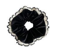 Elastico Per Capelli In Pizzo 2 pezzi eleganti elastici for capelli in velluto for donne e ragazze, elastici for capelli, accessori, anello for cravatta, corda, copricapo, ornamento(Black velvet)