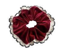 Elastico Per Capelli In Pizzo 2 pezzi eleganti elastici for capelli in velluto for donne e ragazze, elastici for capelli, accessori, anello for cravatta, corda, copricapo, ornamento(Wine Red velvet)