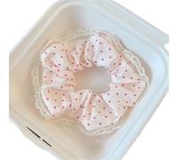 Elastico Per Capelli In Pizzo Fascia For Capelli A Pois In Pizzo Dolce Con Intestino Crasso, A Forma Di Cuore E Corda Legata(Fabric pink)