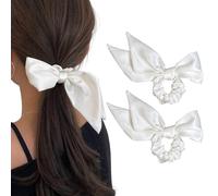 Elastico per capelli in raso bianco, 1 pezzo, classico e setoso, con nastro, per donne e ragazze, elegante accessorio per capelli coreano, per matrimoni, feste, regali, tutti i tipi di capelli