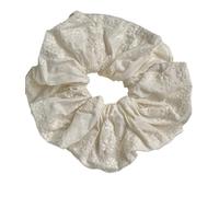 Elastico Per Capelli In Tessuto 1PC Floral Embroidered Hair Scrunchies Set, Light Blue And Creamy White Ties, Elegant Accessories For Women(Yellow)